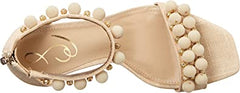 Sam Edelman Luella Sand Linen Beads Ankle Strap Open Toe Flared Heel Sandals