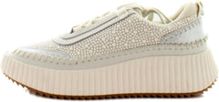 Dolce Vita Dolen Vanilla Pearls Lace Up Platform Low Top Wedge Fashion Sneakers