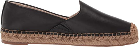 Sam Edelman Kesia Black Leather Slip On Round Toe Espadrille Platform Loafers