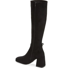 Jeffrey Campbell HOTLAVA-K2 Black Suede Block Heel Squared Toe Knee High Boots