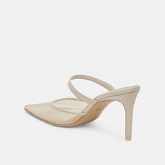 Dolce Vita Katik Ivory Mesh Pointed Toe Slip On Double Strap Stiletto Pumps