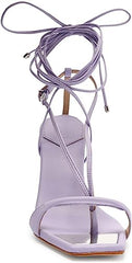 Schutz Vikki Smoky Grape Ankle Strap Lace Up Open Toe Stiletto Heel Sandals