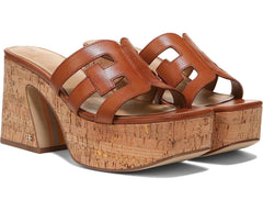 Sam Edelman Dev Saddle Cork Platform Slip On Block Heeled Open Toe Mules Sandals