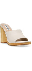 Steve Madden Josette Bone Leather Block Heel Slip On Pointed Open Toe Mules