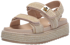 Steve Madden Bigmona Natural Raffia Fashion Buckle Open Toe Platform Sandals