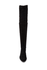 Charles David Gammon Black Soft Microsuede Wide Calf Rounded Toe Pull On Boot
