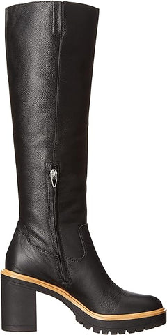 Dolce Vita Corry H2O Onyx Leather Block Heel Almond Toe Knee High Fashion Boots