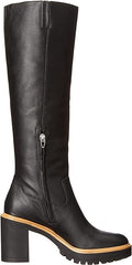Dolce Vita Corry H2O Onyx Leather Block Heel Almond Toe Knee High Fashion Boots