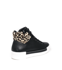 Cecelia New York Silow Leather Platform Lace-up Sneaker Black Leopard High Top