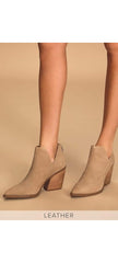 Steve Madden Alyse Tan Side Cut Block Heel Pointed Toe Fashion Leather Booties