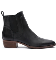 Lucky Brand Tocito Almond Toe Black Chelsea Pull On Leather Casual Ankle Booties