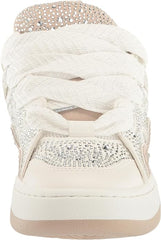 Steve Madden Roaring White Multi Rhinestone Lace Up Low Top Fashion Sneakers