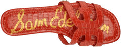 Sam Edelman Bay Terra Orange Slide Open-Toe Slip-On Leather Flat Sandals Wide