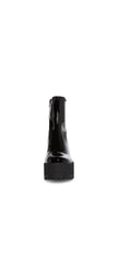 Steve Madden Outlast Black Patent Zipper Closure Sleek Rounded Toe Ankle Boots