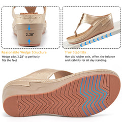 HARENCE Wedge Sandals for Women Dressy: Comfortable Cushion Footbed Walking Platform Shoes Summer Casual Womens Flip Flops