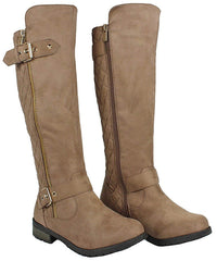 Forever Link Mango-23 Taupe Nubuck Knee High Riding Dress Boot