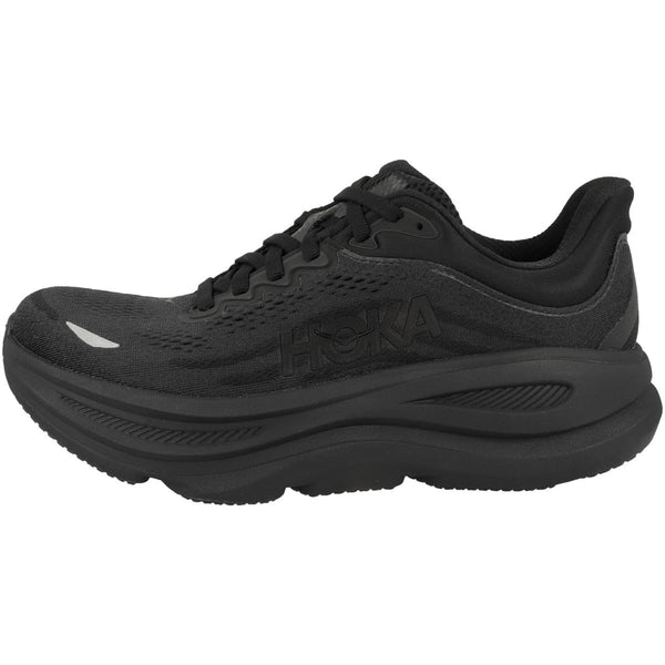 Hoka Womens Bondi 9 Black Fashion Lace Up Comfortable Cushion Platform Sneakers