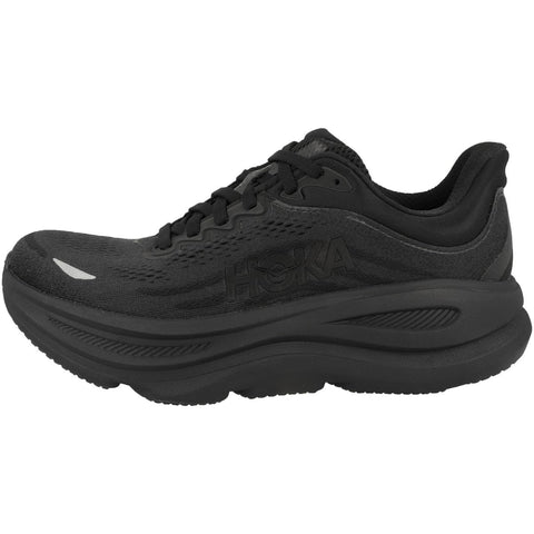 Hoka Womens Bondi 9 Black Fashion Lace Up Comfortable Cushion Platform Sneakers