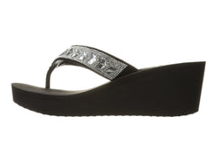 Yellow Box Belmac Black Clear Lightweight Platform Wedge Flip Flop Sandals