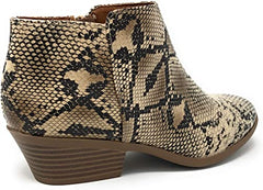 Soda Mug Python Snake Brown Low Cut Block Heel Ankle Booties (7)