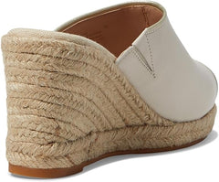 Cole Haan Cloudfeel Southcrest Ivory Leather Peep Toe Slip On Wedge Heel Sandals