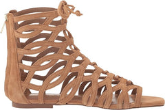 Sam Edelman Lara Camel Squared Open Toe Tie Up Strappy Flats Gladiator Sandals