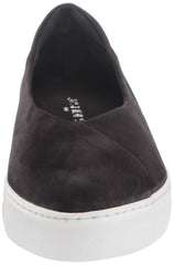 JSlides Felecia Nubuck Black Leather Slip On Fashion Flats Platform Sneakers