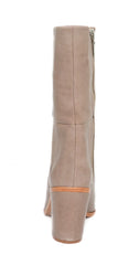 Schutz Women's Halston Goat Brown Mid Calf Pointy Toe Mid Calf Block Heel Bootie