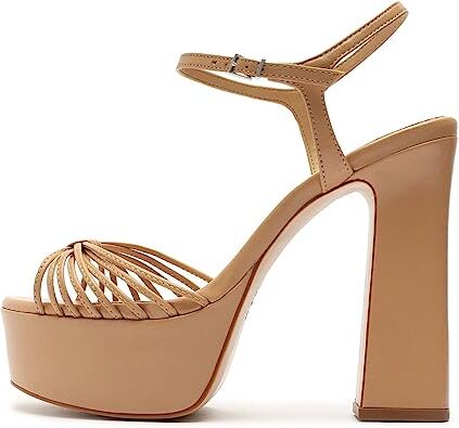 Schutz Yanna Honey Beige Ankle Strap Open Toe Block Heeled Platform Sandals