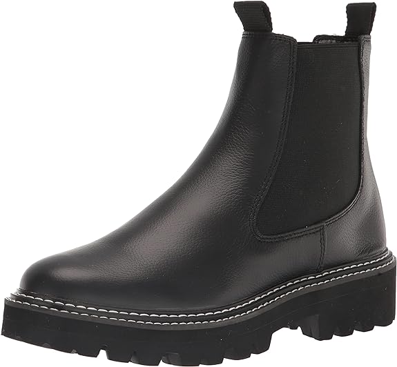 Dolce Vita Moana H2O Black Leather Pull On Rounded Toe Lugged Sole Ankle Boots