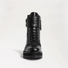 Sam Edelman Jamey Lace Up Cut Out Combat Buckle Ankle Combat Boots BLACK