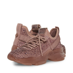 Steve Madden Maxima Mauve Rhinestone Lace Up Chunky Heel Low Top Fashion Sneaker