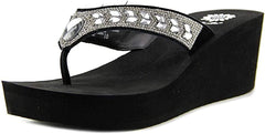 Yellow Box Belmac Black Clear Lightweight Platform Wedge Flip Flop Sandals