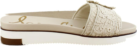Sam Edelman Ariane Ivory/Natural Lace Open Toe Wedge Platform Leather Sandals
