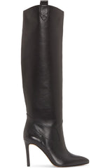 Vince Camuto Kervana Black Smooth Leather HIgh Heel Pointed Knee Boot
