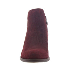 Lucky Brand Women's Basel Dark Red Snake Wide Width  Low Cut Ankle Booties