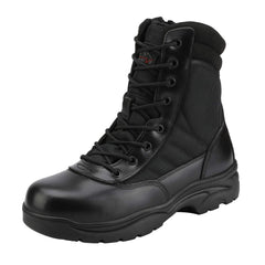 NORTIV 8 Men's Military Tactical Work Boots Side Zipper Leather Motorcycle Combat Boots Trooper(6-8 Inches)