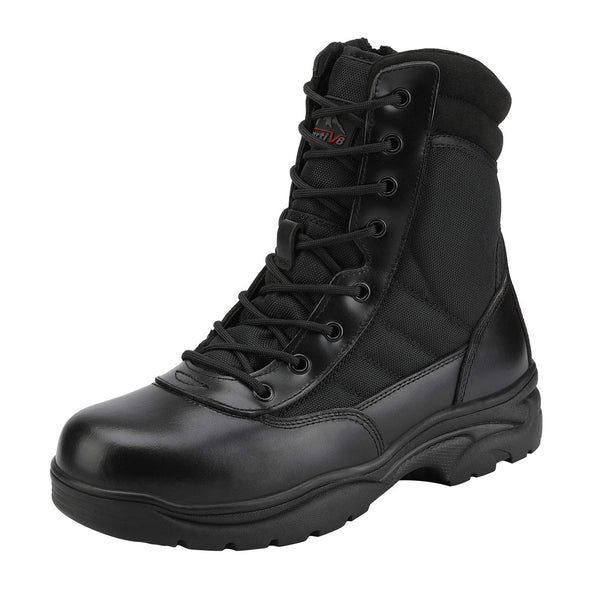 NORTIV 8 Men's Military Work Boots Side Zipper Leather Motorcycle Combat Boots 7.5