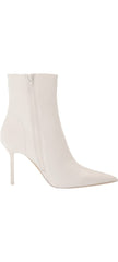 Steve Madden Elysia White Leather Stiletto Heel Pointed Toe Fashion Ankle Boots