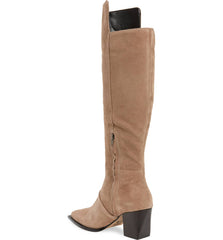 Lust For Life Tania High Boot Taupe Suede Over The Knee Block Heel Dress Boots
