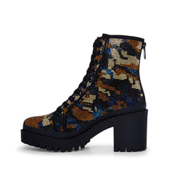 Steve Madden Pass Camo Multi  Rhinestone Loce Sole Lace Up Hiker Combat Boots