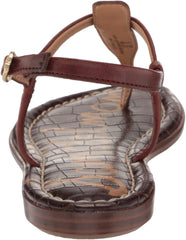 Sam Edelman Gigi Maple Bourbon Embossed Open Toe Ankle Strap Flats Sandals