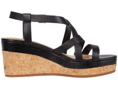 Lucky Brand Batikah Wedge Sandal Black Leather Platform Open Toe Sandals (10)