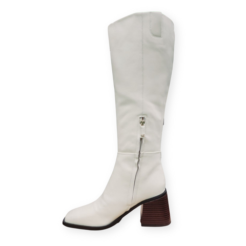 Sam Edelman Wade Stacked Heel Square Toe Retro Wide Calf Knee High Fashion Boot