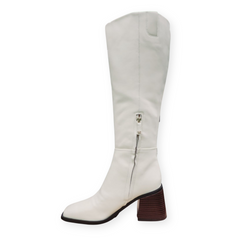 Sam Edelman Wade Stacked Heel Square Toe Retro Wide Calf Knee High Fashion Boot