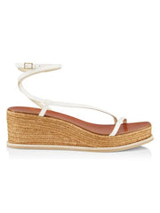 Jimmy Choo Drive 60 Latte Elegant Platform Lace Up Fashion Wedges Sandals 41.5