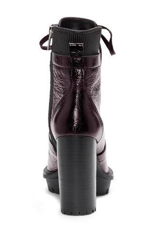 Vince Camuto Ermania Warm Dark Red Block Heel High Heel Lace Up Platform Boots