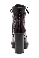 Vince Camuto Ermania Warm Dark Red Block Heel High Heel Lace Up Platform Boots
