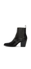 Steve Madden Geniva Black Crocodile Pull On Cowboy Classic Western Boots