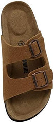 Cushionaire ladies slip on sandals adjustable buckles
